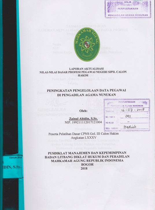 LAPORAN AKTUALISASI NILAI-NILAI DASAR PNS CALON HAKIM