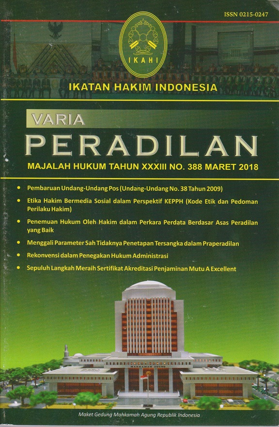 MAJALAH HUKUM VARI PERADILAN TAHUN XXXIII NO. 388 MARET 2018